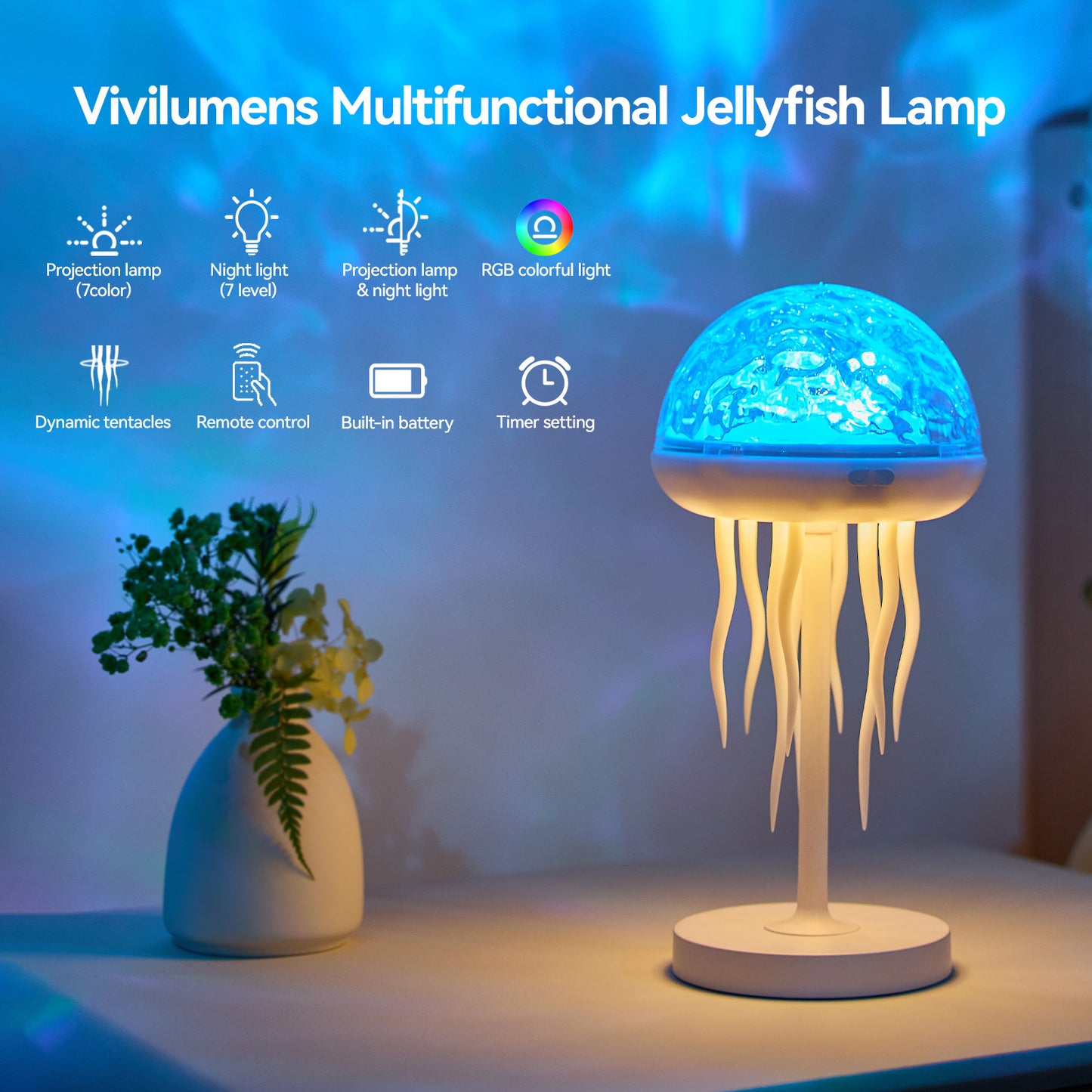 Vivilumens Jellyfish Lamps Projector RGB Night Lights