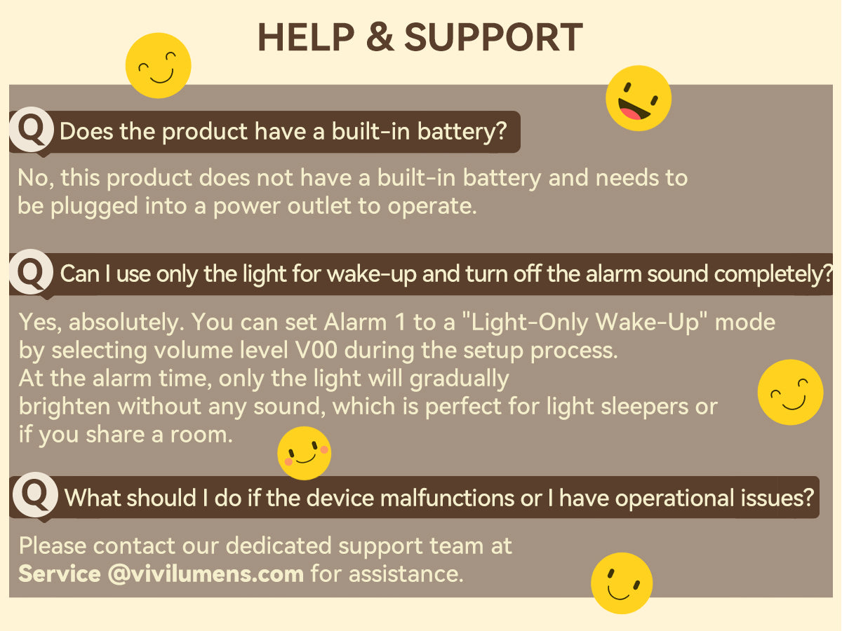 Vivilumens Sunrise Alarm Clock with Sound Machine & Night Light - Dark Wood
