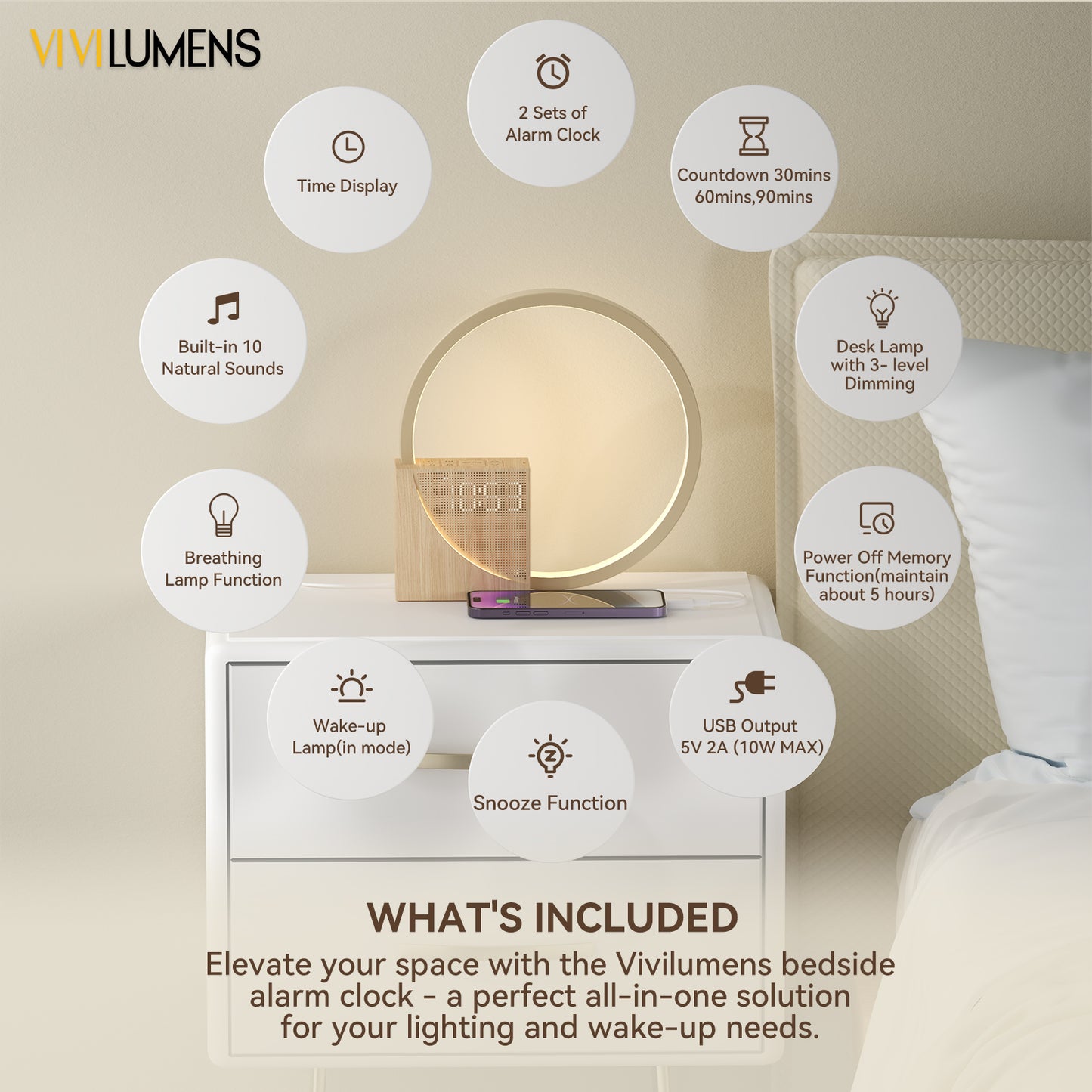 Vivilumens 5 in 1 Sunrise Alarm Clock