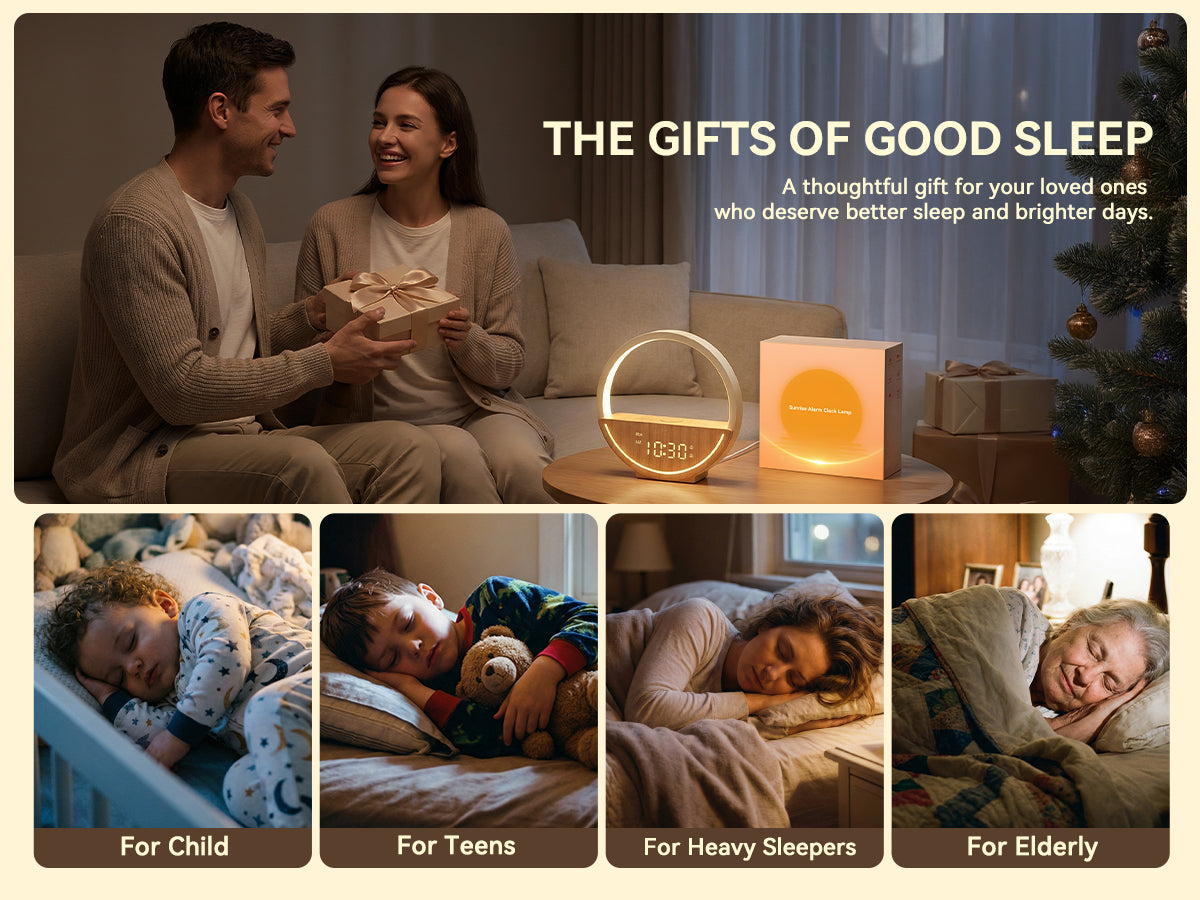 Vivilumens Sunrise Alarm Clock with White Noise, Dual Alarm & Touch Night Light