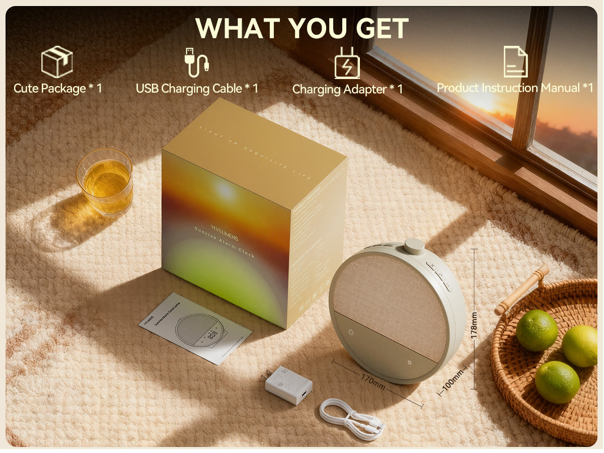 Lattle Sunrise Alarm Clock – Gentle Wake-Up Light, Sound Machine & Dual Alarms, RGB Night Lamp