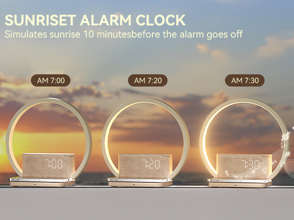 Vivilumens 5-in-1 Sunrise Alarm Clock with Wireless Charger & White Noise