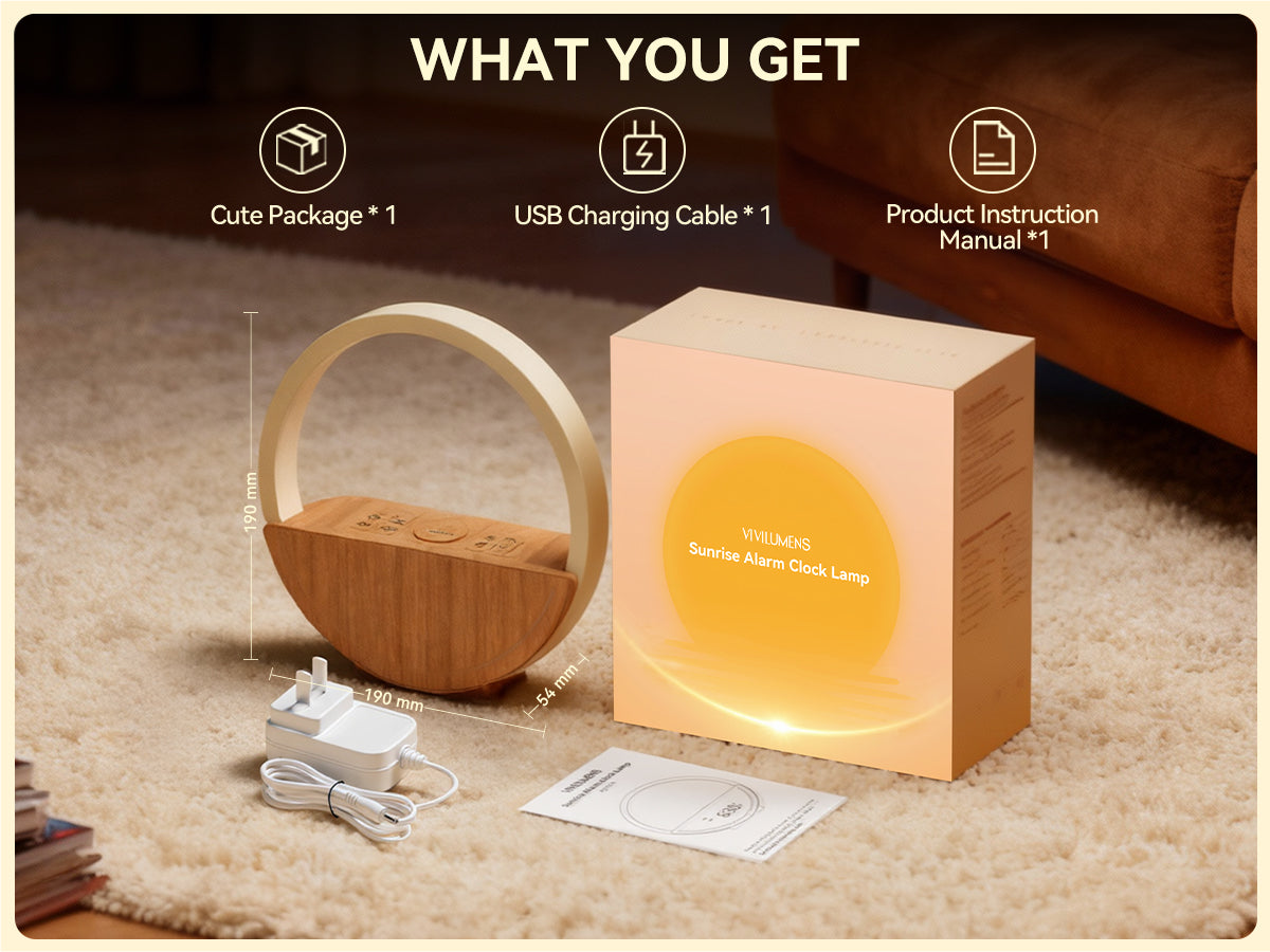 Vivilumens Sunrise Alarm Clock with White Noise, Dual Alarm & Touch Night Light