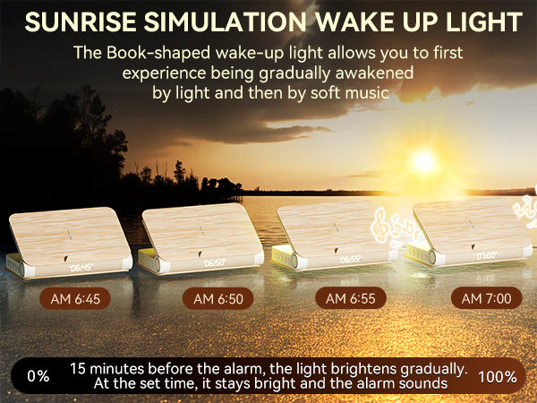 Book-Shaped Sunrise Alarm Clock-Wood gain