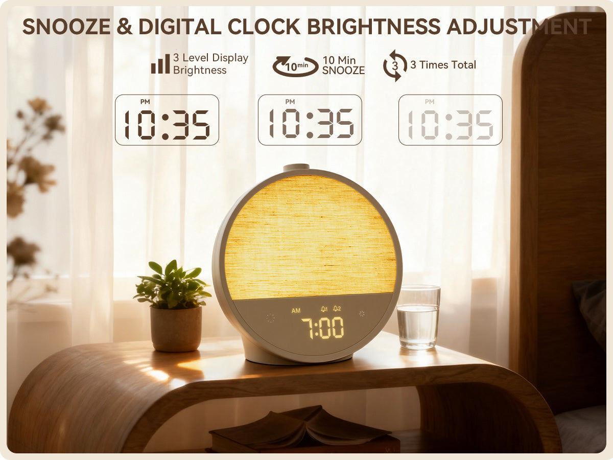 Lattle Sunrise Alarm Clock – Gentle Wake-Up Light, Sound Machine & Dual Alarms, RGB Night Lamp