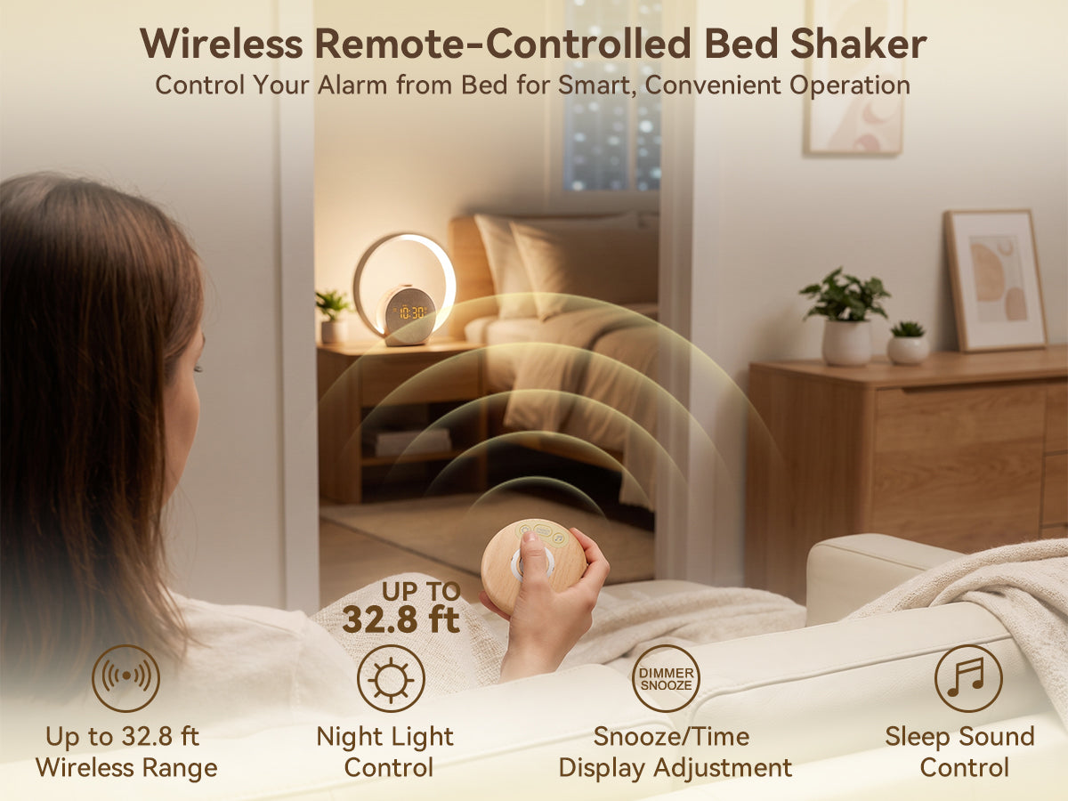 Vivilumens Loud Alarm Clock for Heavy Sleepers with Wireless Bed Shaker