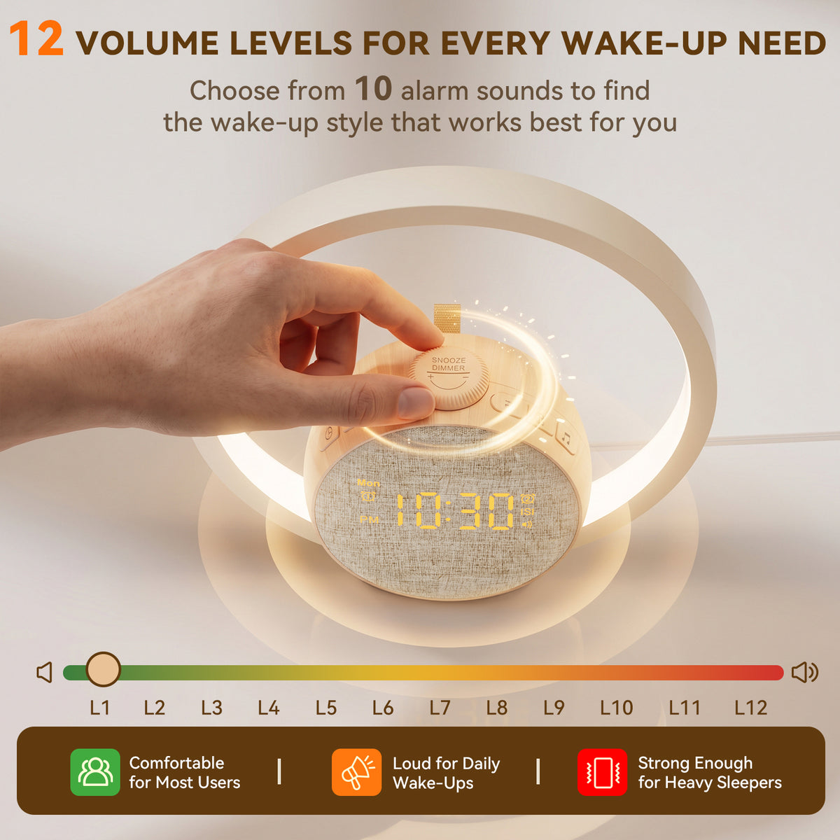 Vivilumens Loud Alarm Clock for Heavy Sleepers with Wireless Bed Shaker