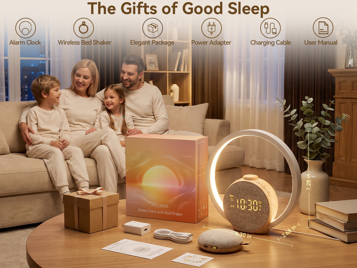 Vivilumens Loud Alarm Clock for Heavy Sleepers with Wireless Bed Shaker