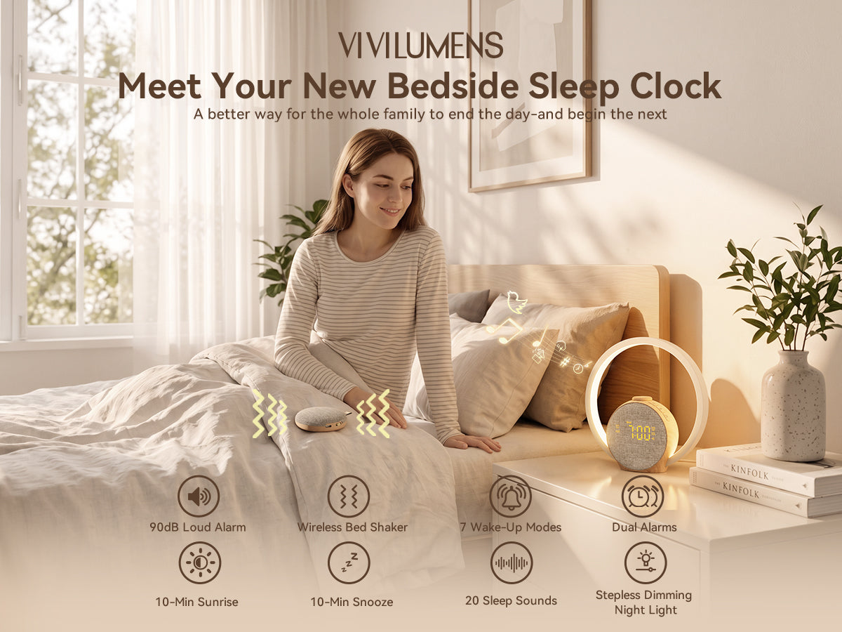 Vivilumens Loud Alarm Clock for Heavy Sleepers with Wireless Bed Shaker