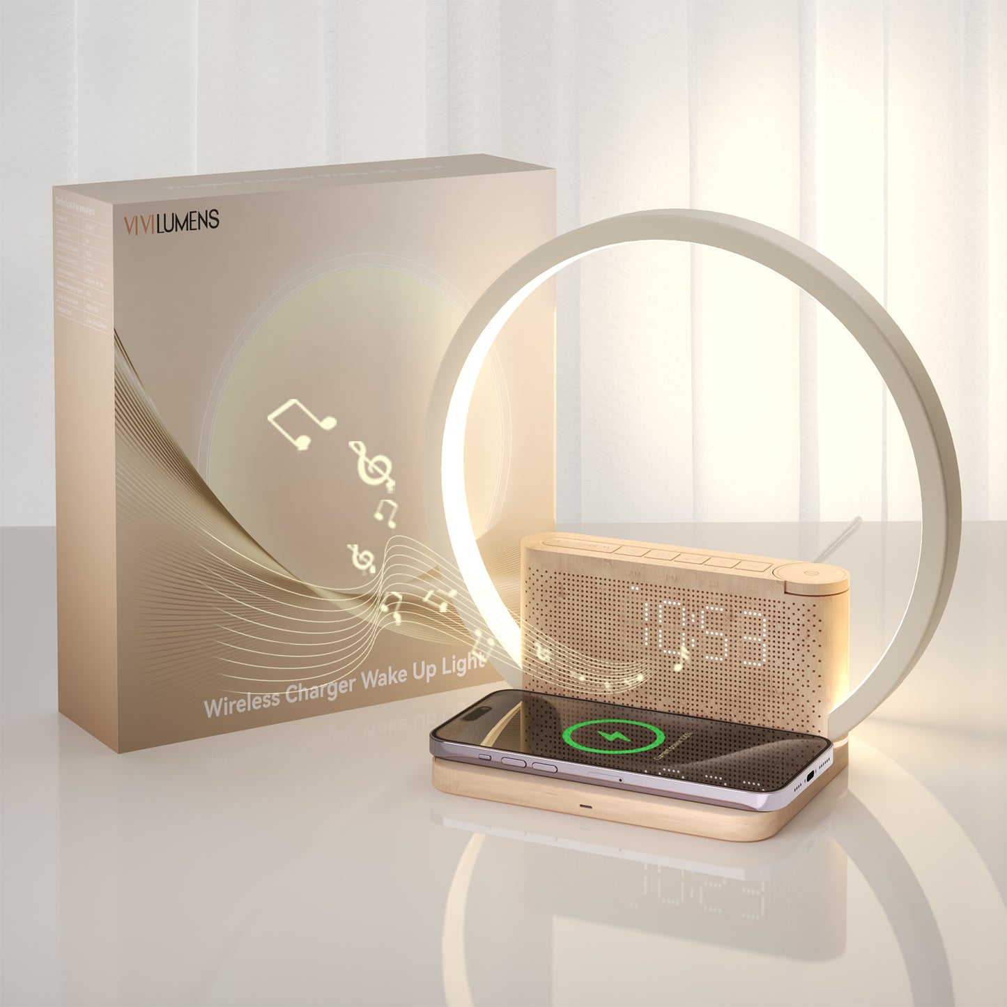 Vivilumens 6 in 1 Sunrise Alarm Clocks Wireless Charger