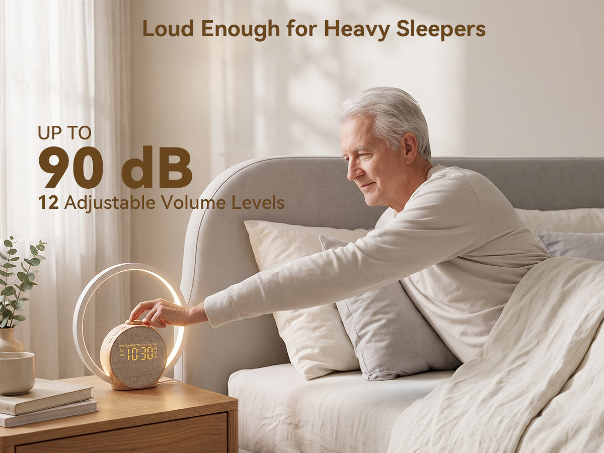 Vivilumens Loud Alarm Clock for Heavy Sleepers with Wireless Bed Shaker