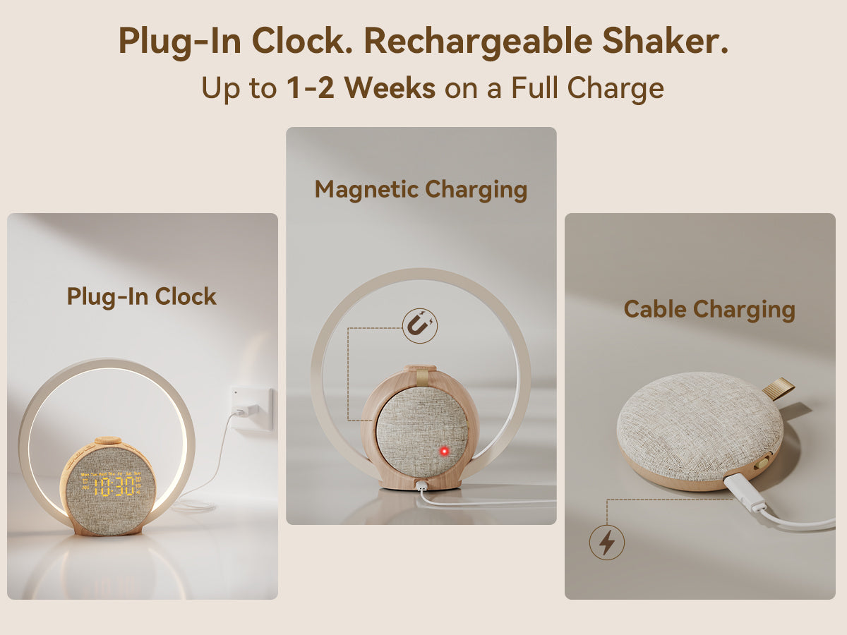 Vivilumens Loud Alarm Clock for Heavy Sleepers with Wireless Bed Shaker
