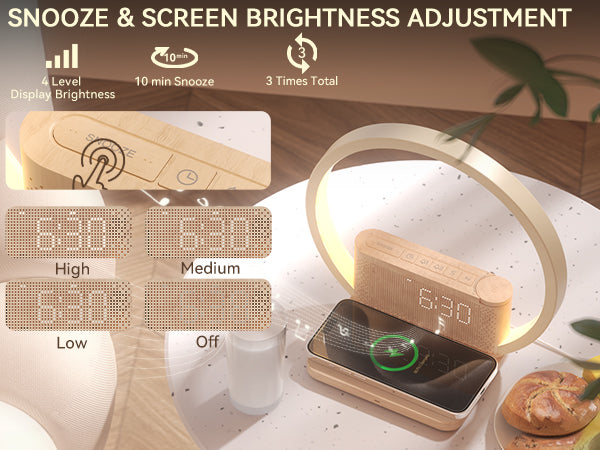 Vivilumens 5-in-1 Sunrise Alarm Clock with Wireless Charger & White Noise