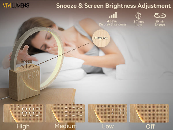 Vivilumens 5 in 1 Sunrise Alarm Clock with White Noise, Touch Night Light & Snooze