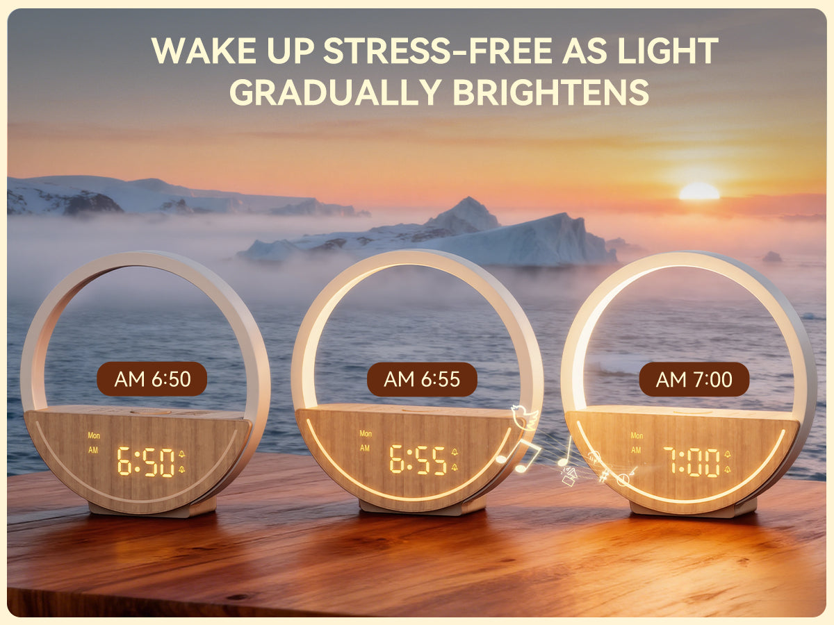 Vivilumens Sunrise Alarm Clock with White Noise, Dual Alarm & Touch Night Light