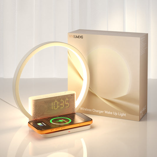 Vivilumens Sunrise Alarm Clock – Wake-Up Light, Wireless Charging & White Noise