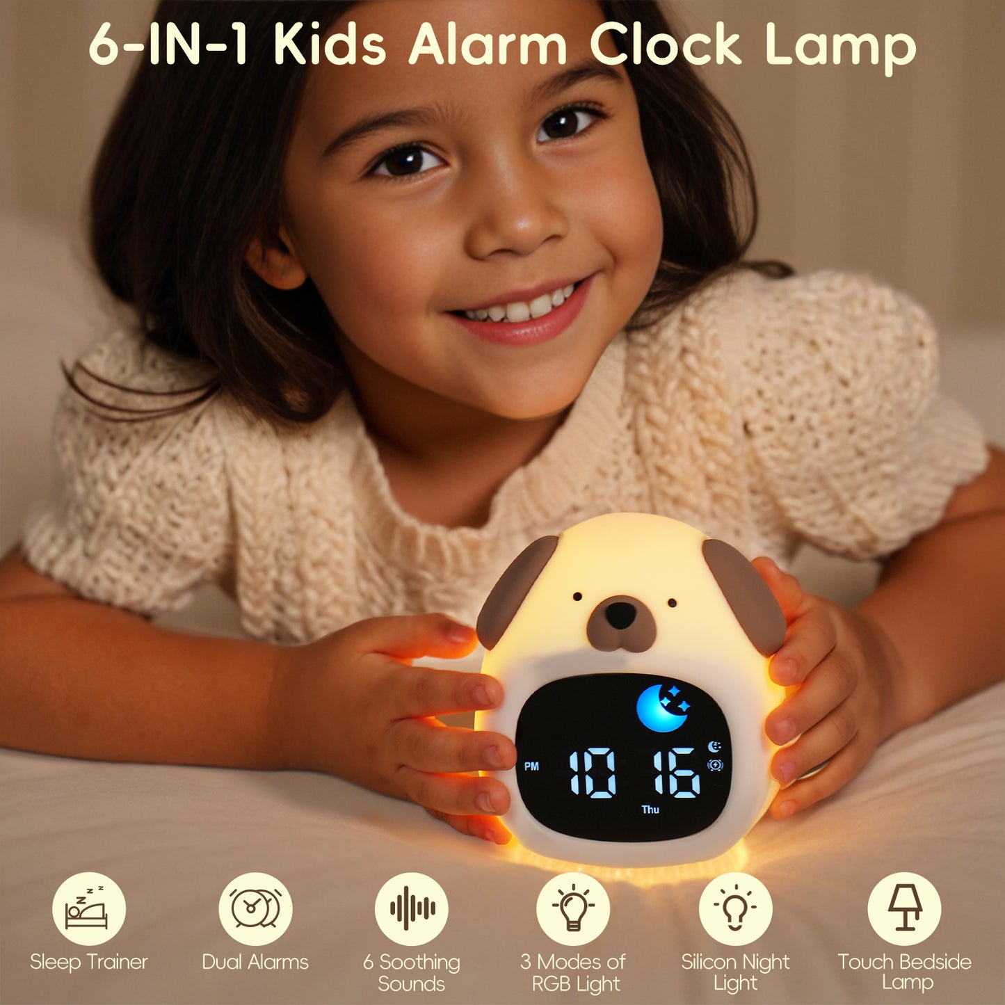 Vivilumens Alarm Clock for Kids Toddlers-Puppy