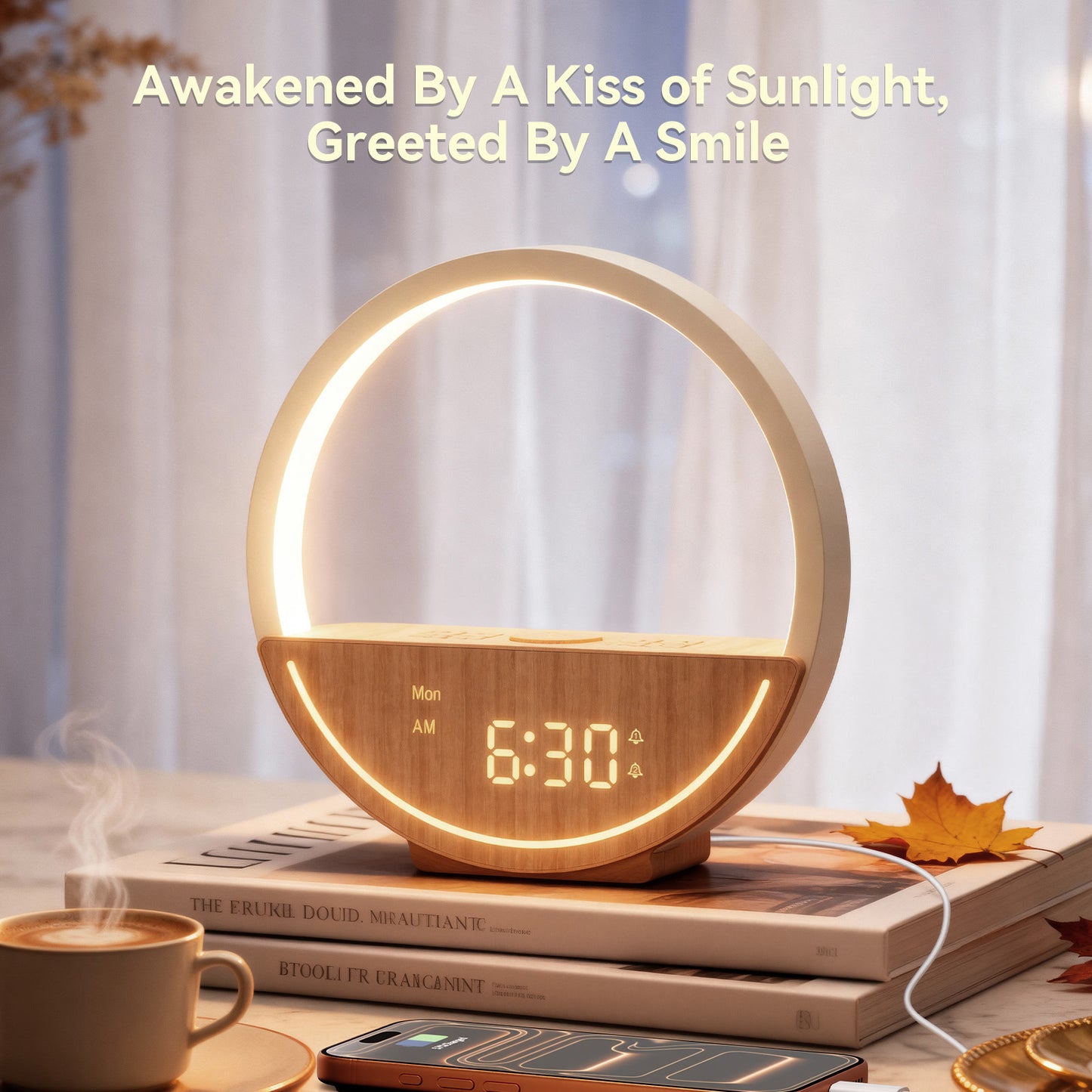 Vivilumens Sunrise Alarm Clock with White Noise, Dual Alarm & Touch Night Light