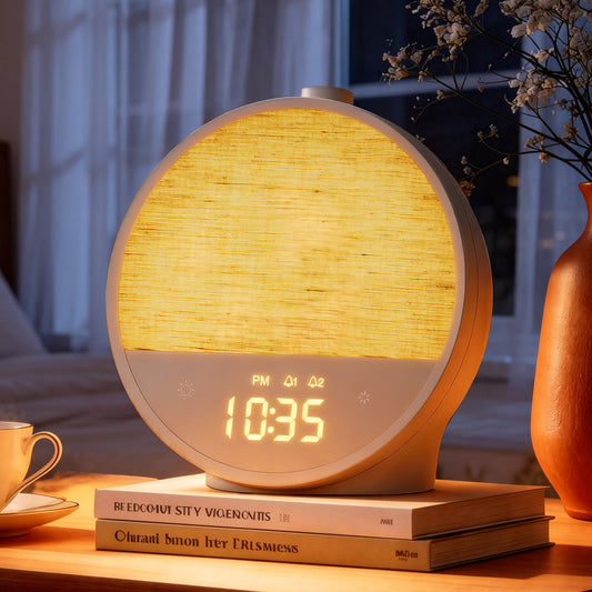 Vivilumens Moon Lamp Sunrise Alarm Clock – Wake-Up Light & White Noise – Lattle