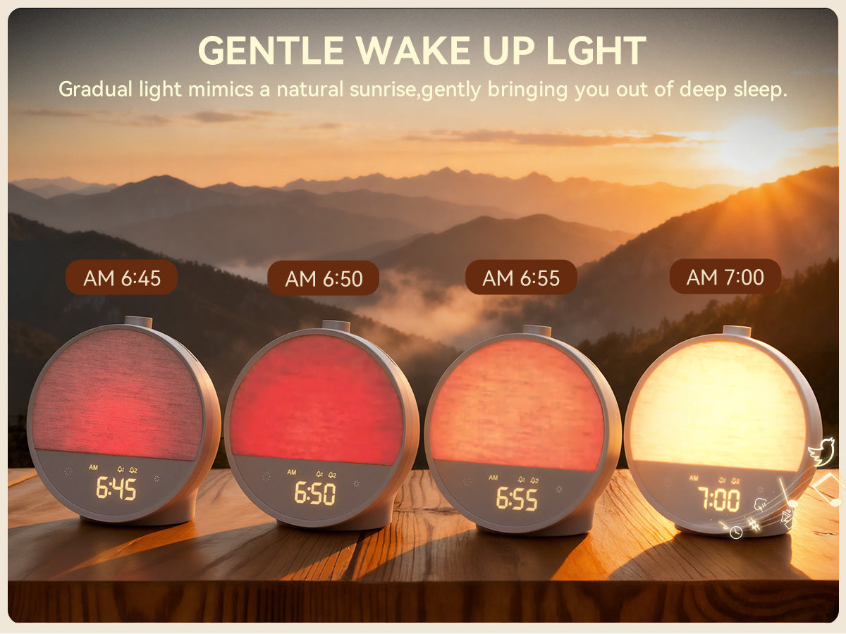 Lattle Sunrise Alarm Clock – Gentle Wake-Up Light, Sound Machine & Dual Alarms, RGB Night Lamp