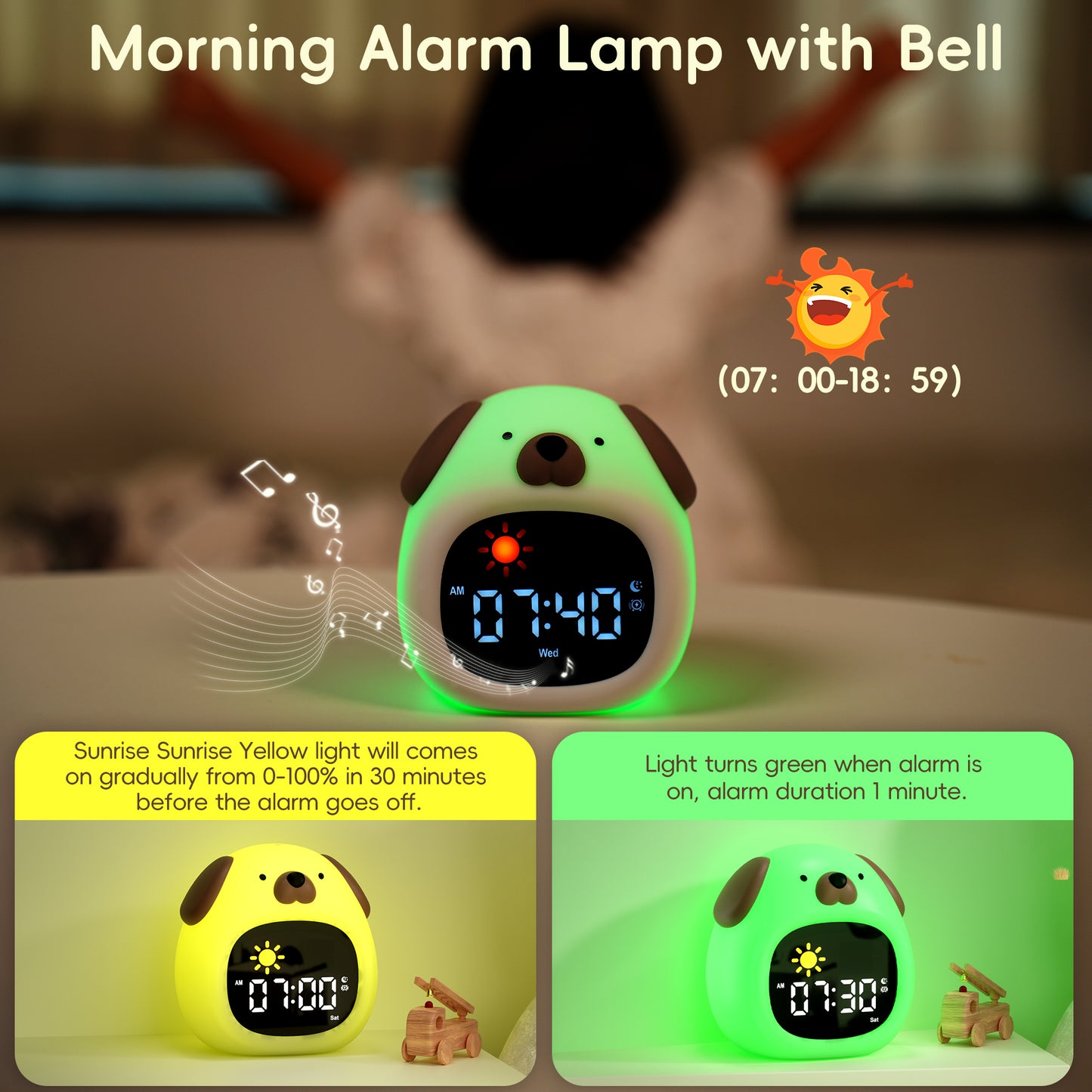 Vivilumens Alarm Clock for Kids Toddlers-Puppy