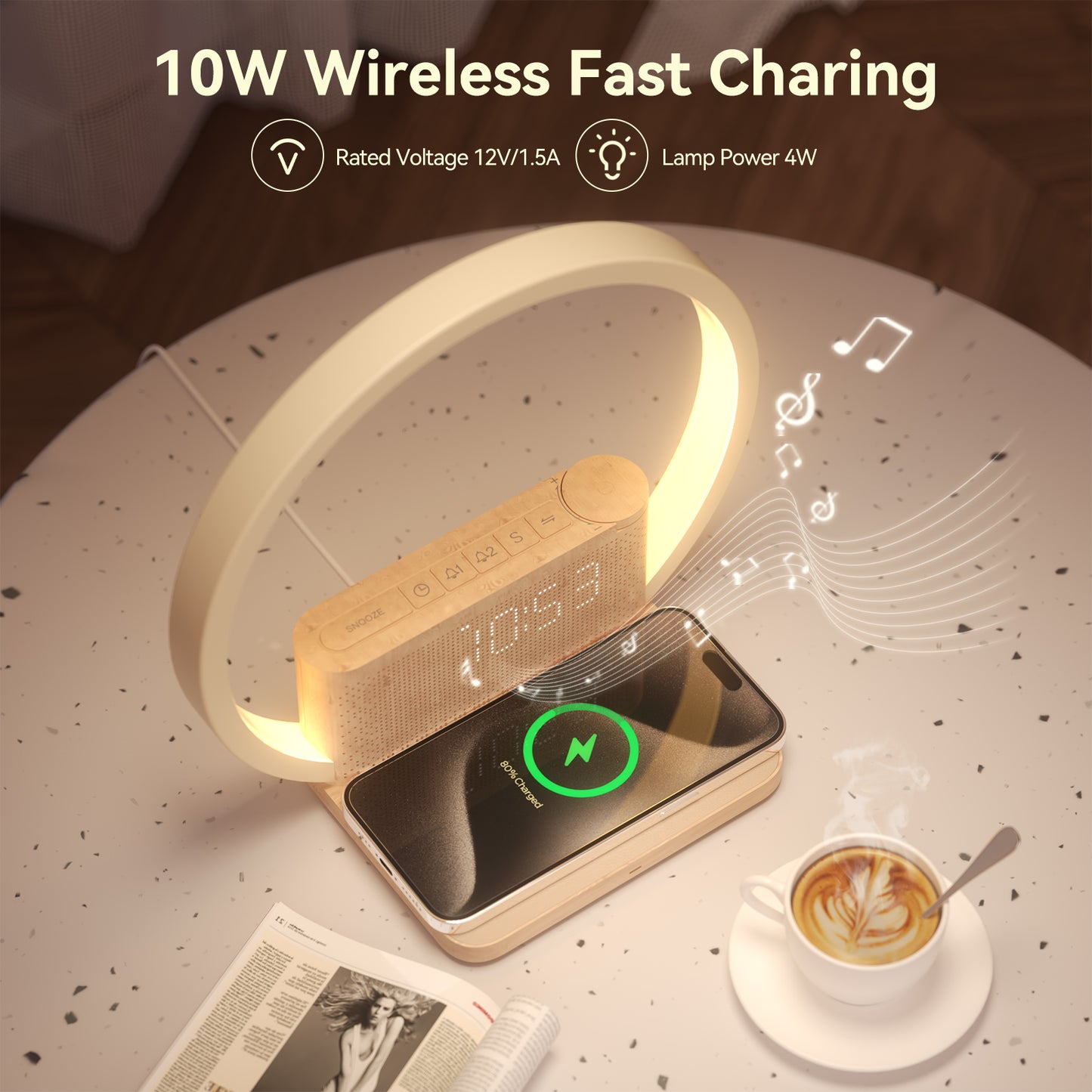 Vivilumens 6 in 1 Sunrise Alarm Clocks Wireless Charger