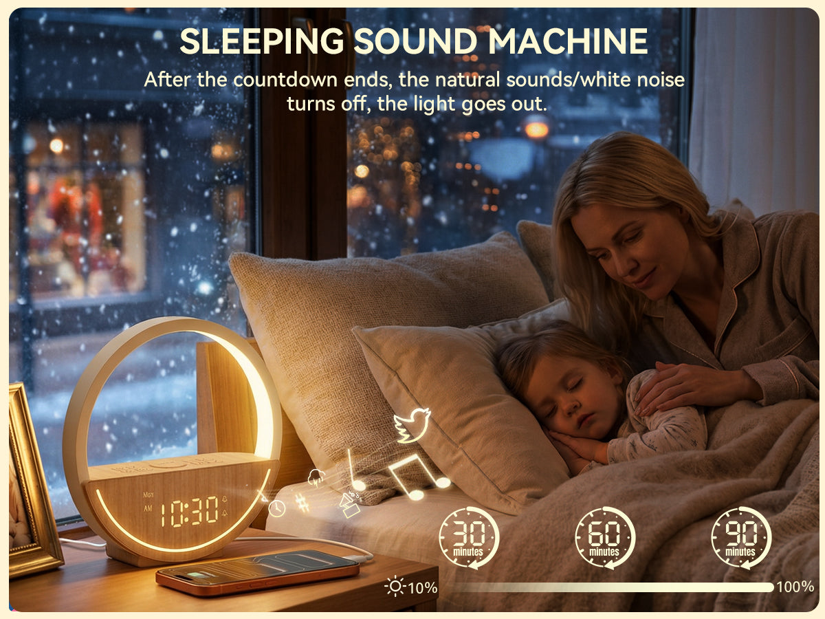 Vivilumens Sunrise Alarm Clock with White Noise, Dual Alarm & Touch Night Light