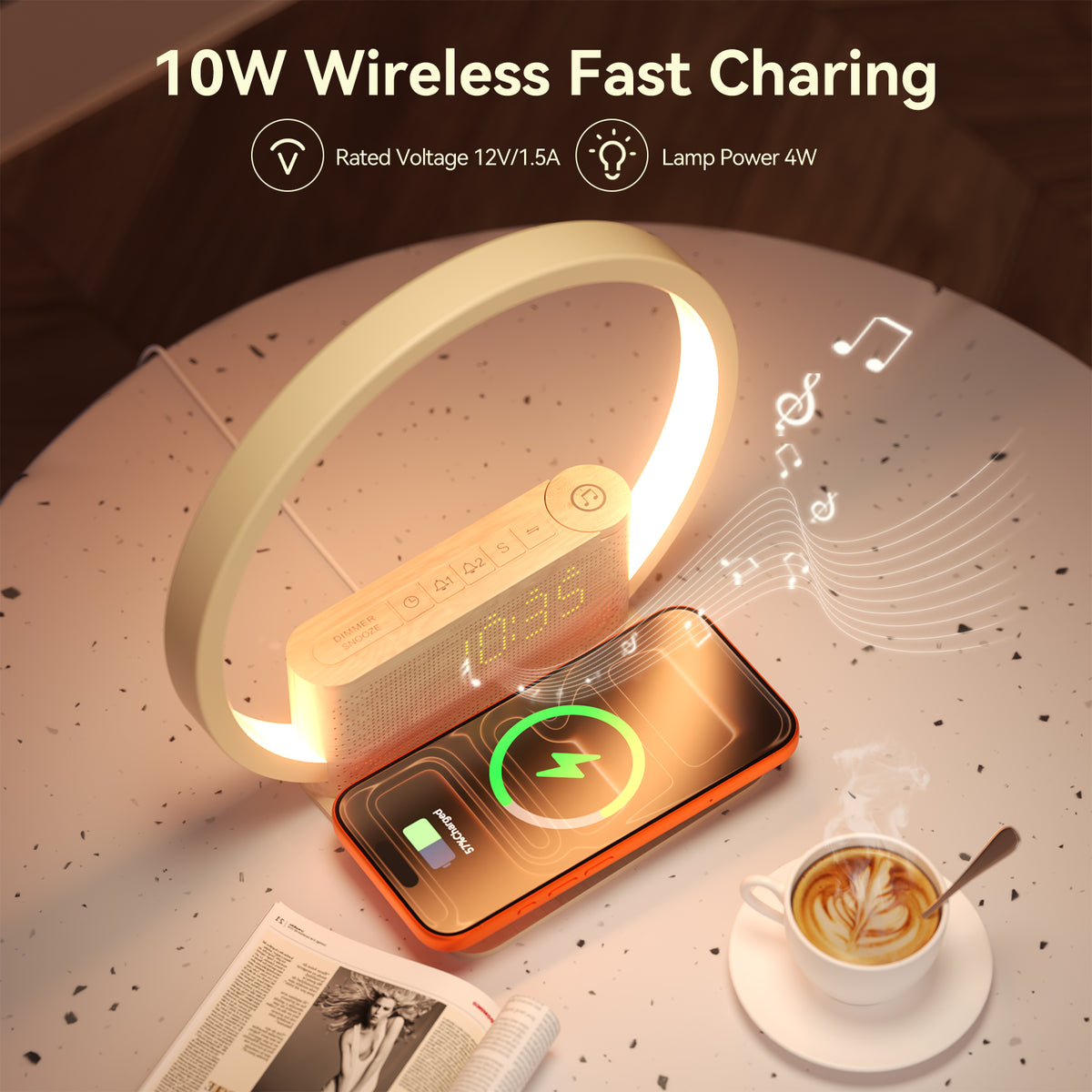 Vivilumens Sunrise Alarm Clock – Wake-Up Light, Wireless Charging & White Noise