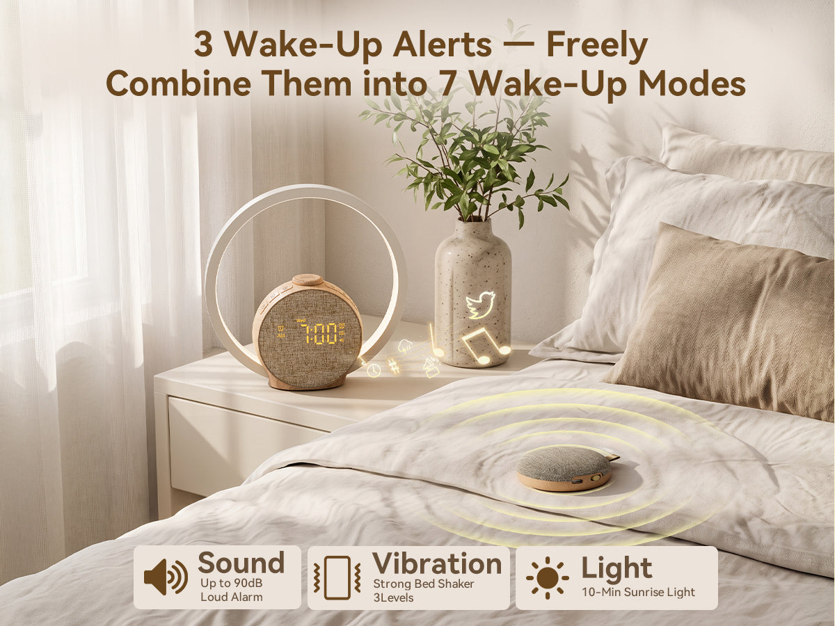 Vivilumens Loud Alarm Clock for Heavy Sleepers with Wireless Bed Shaker