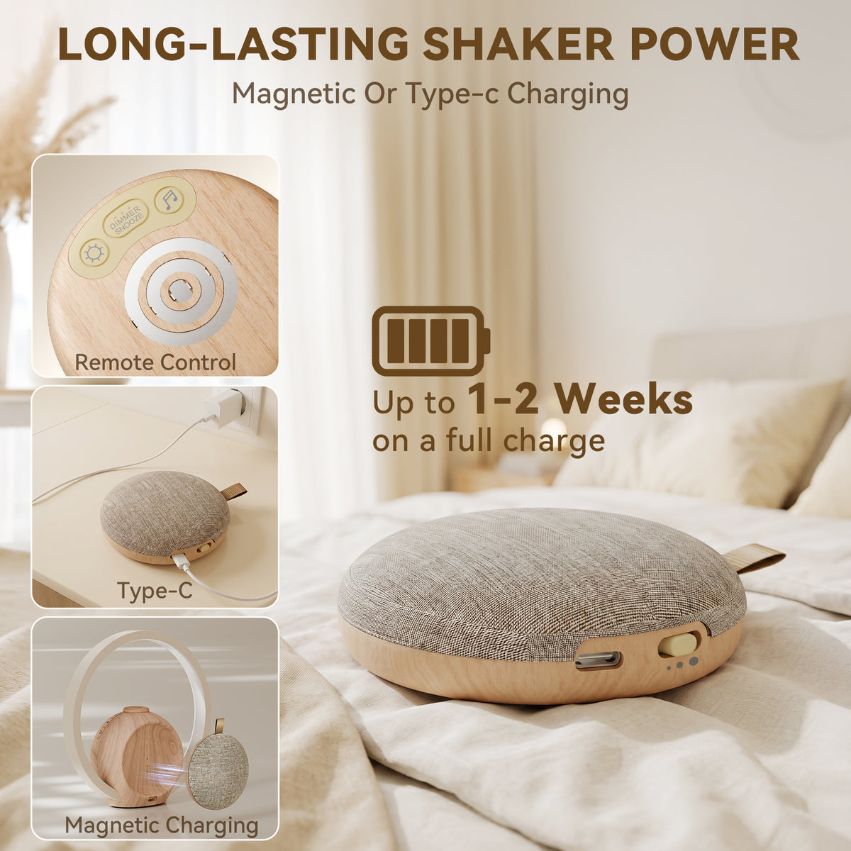 Vivilumens Loud Alarm Clock for Heavy Sleepers with Wireless Bed Shaker