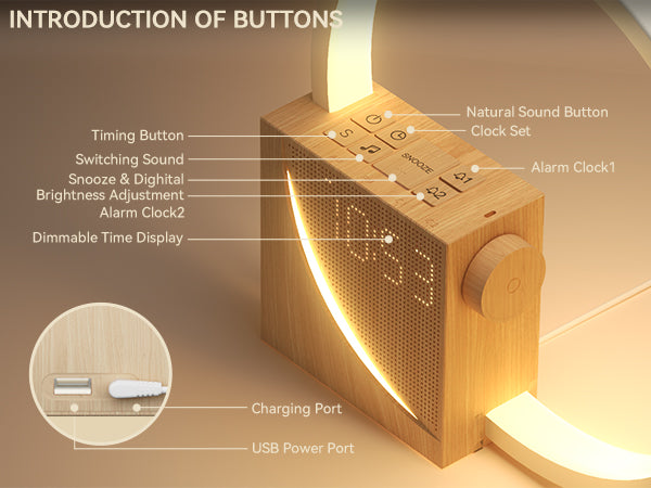 Vivilumens Sunrise Alarm Clock with Wake-Up Light & White Noise Night Light