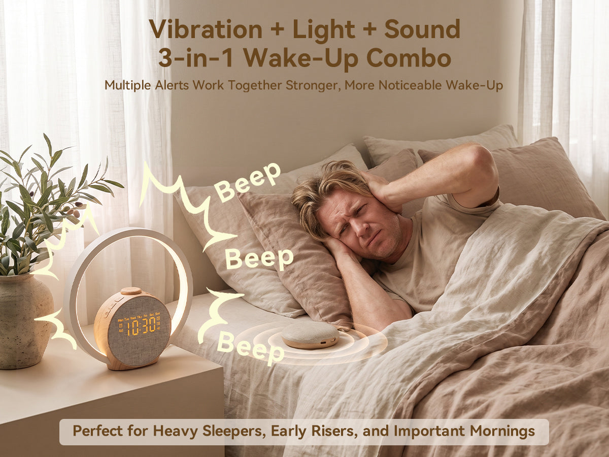 Vivilumens Loud Alarm Clock for Heavy Sleepers with Wireless Bed Shaker