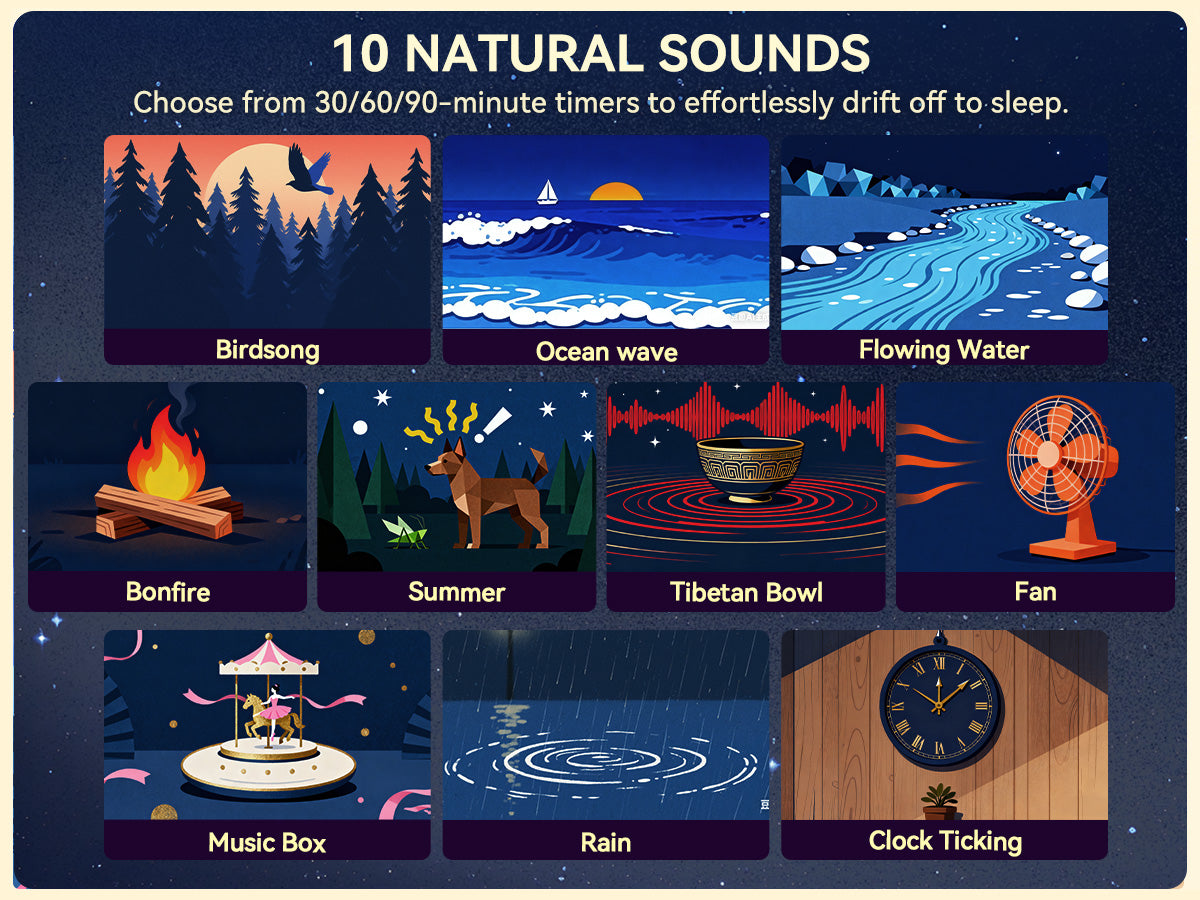 Wood Grain Sunrise Alarm Clock – Gentle Wake-Up Light, Sound Machine & Dual Alarms, RGB Night Lamp