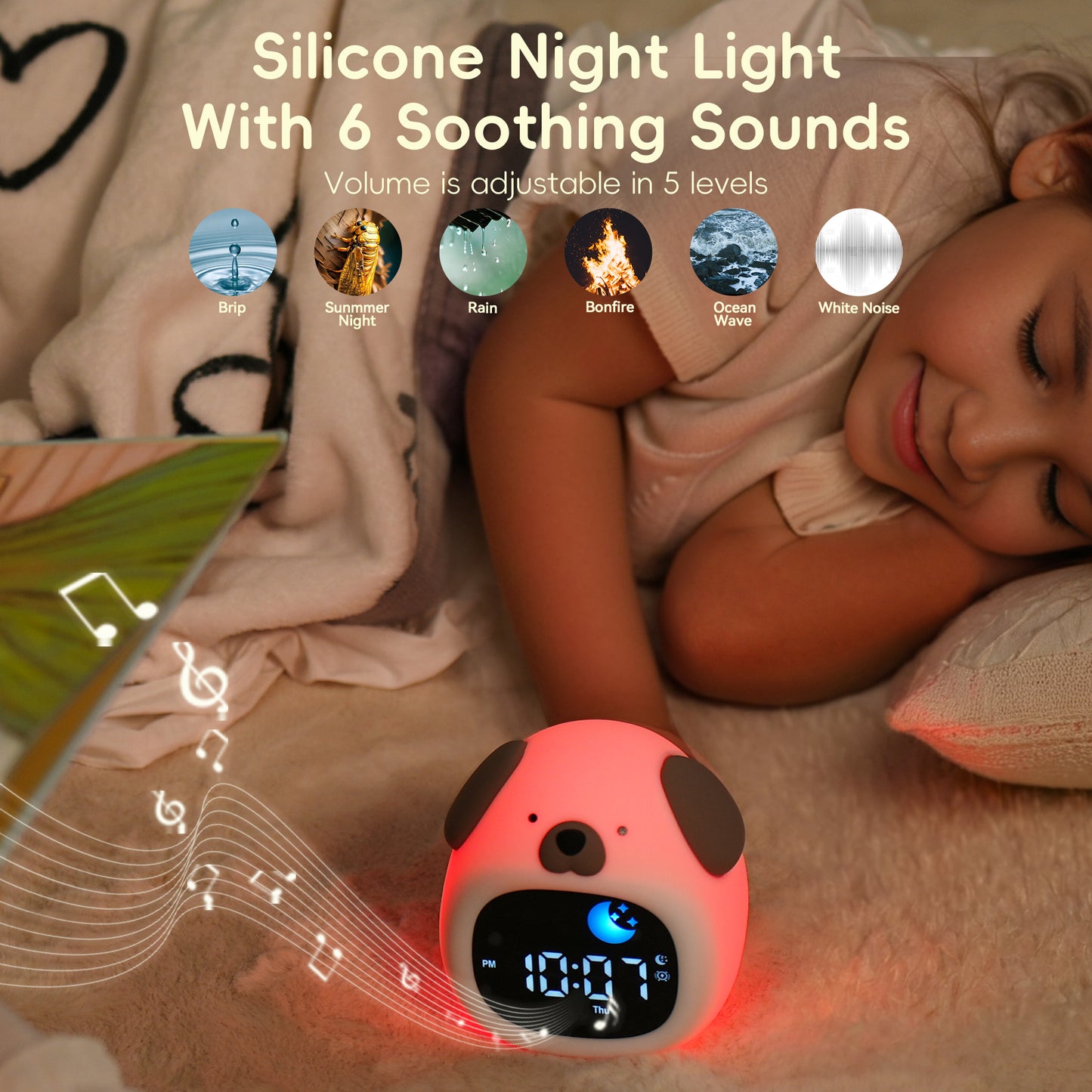 Vivilumens Alarm Clock for Kids Toddlers-Puppy