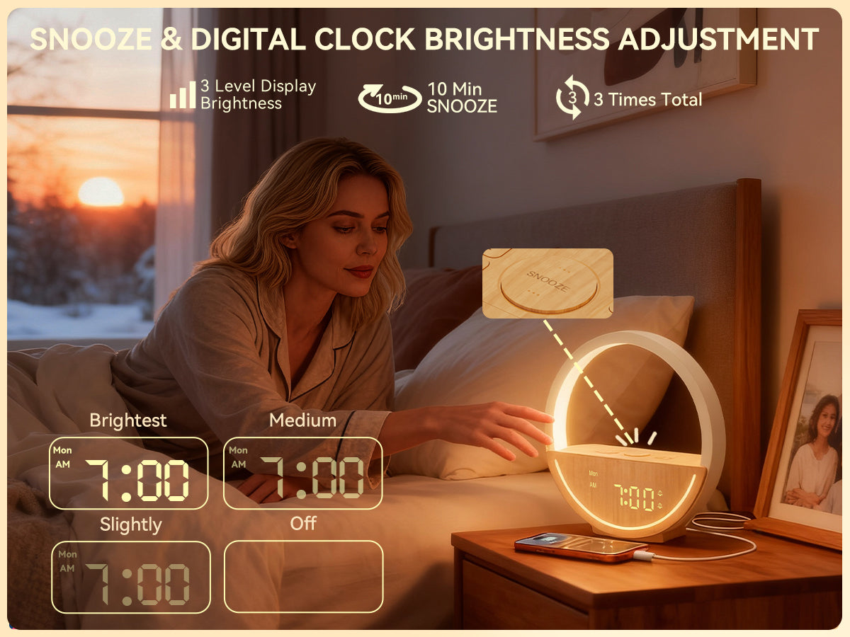 Vivilumens Sunrise Alarm Clock with White Noise, Dual Alarm & Touch Night Light