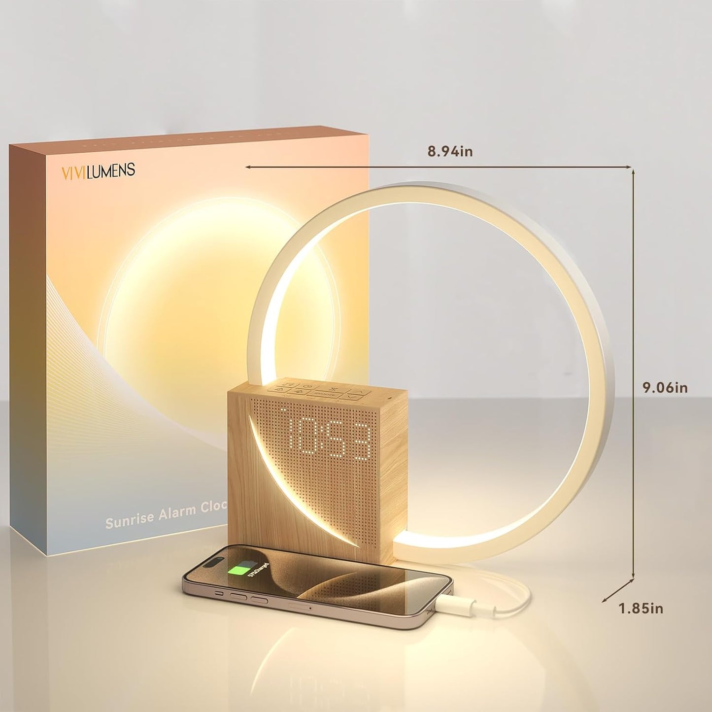 Vivilumens 5 in 1 Sunrise Alarm Clock with White Noise, Touch Night Light & Snooze