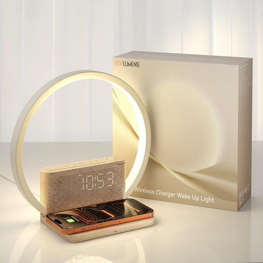 Vivilumens 5-in-1 Sunrise Alarm Clock with Wireless Charger & White Noise