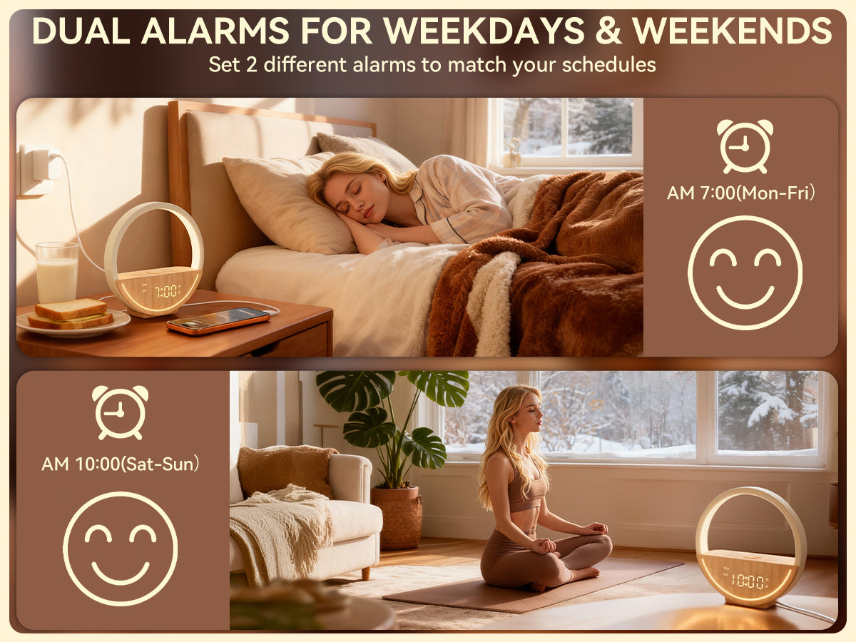 Vivilumens Sunrise Alarm Clock with White Noise, Dual Alarm & Touch Night Light