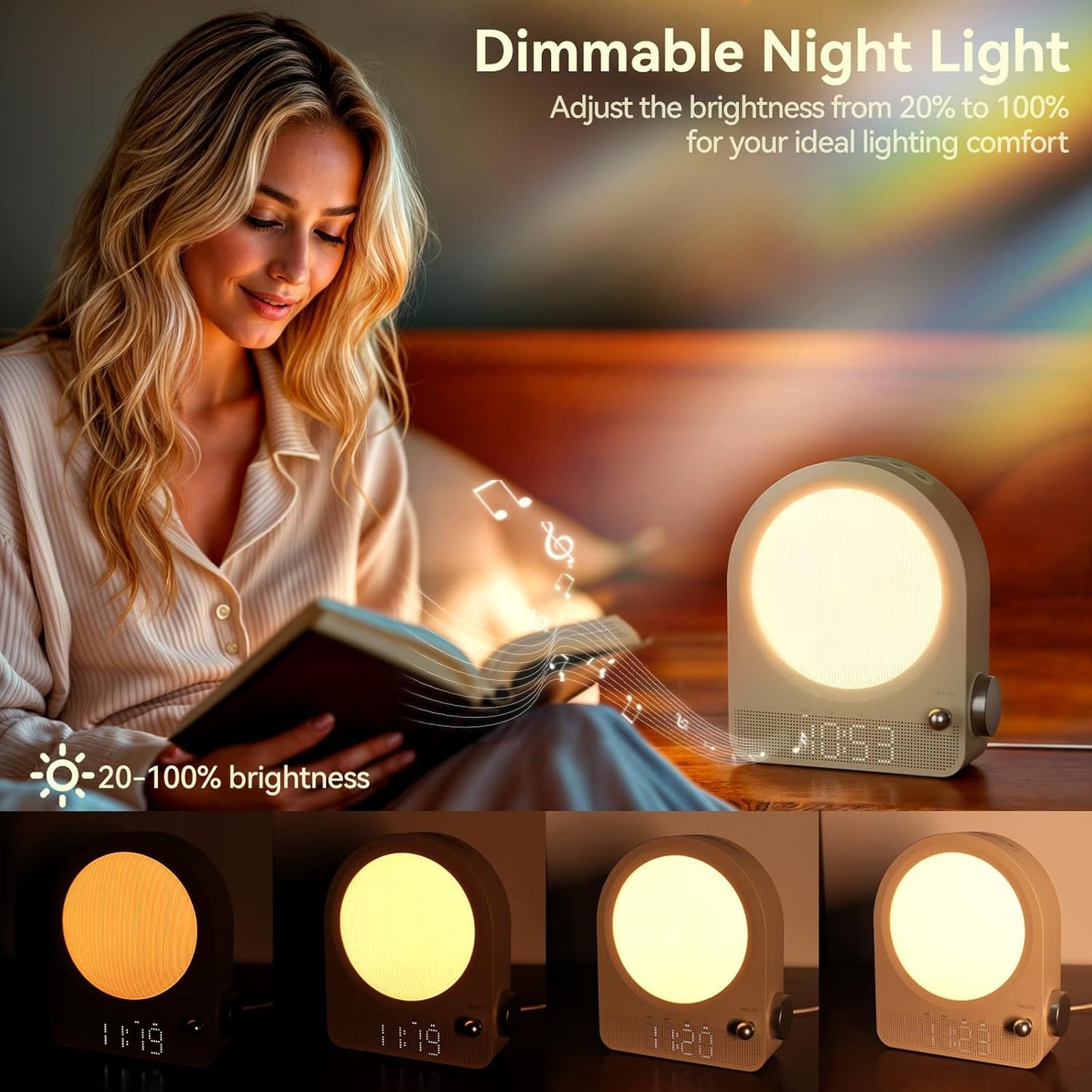 Vivilumens 7 in 1 Alarm Clock Sunrise Wake Up Light