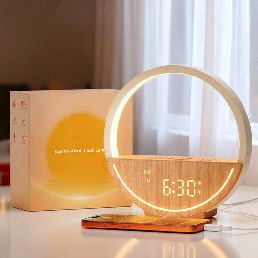 Vivilumens Sunrise Alarm Clock with White Noise, Dual Alarm & Touch Night Light