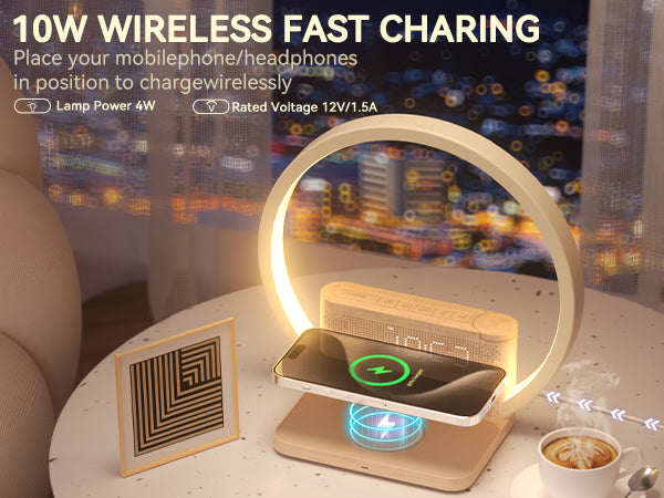 Vivilumens 5-in-1 Sunrise Alarm Clock with Wireless Charger & White Noise