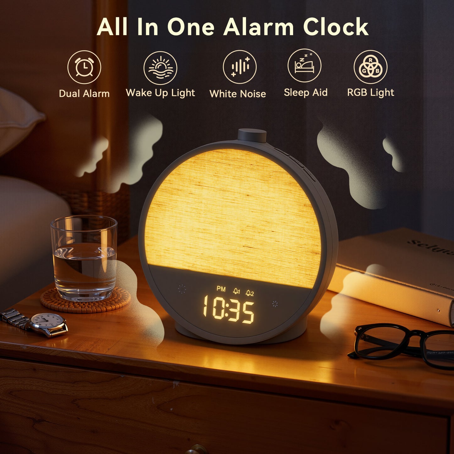 Lattle Sunrise Alarm Clock – Gentle Wake-Up Light, Sound Machine & Dual Alarms, RGB Night Lamp