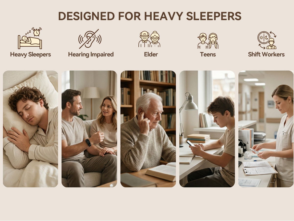 Vivilumens Loud Alarm Clock for Heavy Sleepers with Wireless Bed Shaker
