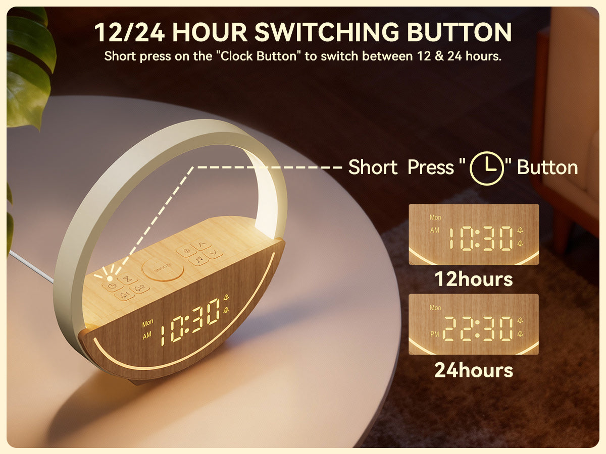 Vivilumens Sunrise Alarm Clock with White Noise, Dual Alarm & Touch Night Light