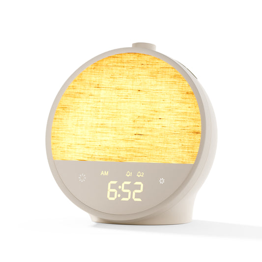 Vivilumens Moon Lamp Sunrise Alarm Clock – Wake-Up Light & White Noise – Lattle