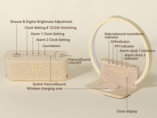 Vivilumens Sunrise Alarm Clock – Wake-Up Light, Wireless Charging & White Noise