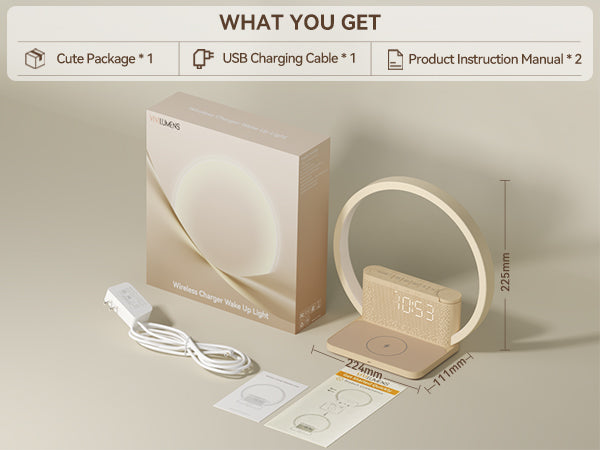 Vivilumens Sunrise Alarm Clock – Wake-Up Light, Wireless Charging & White Noise